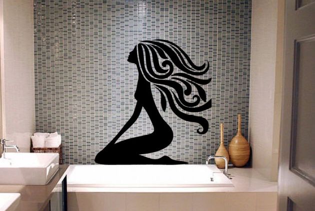 Vinilo de baño, silueta de mujer